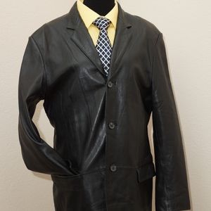 Mens When Blu Lambskin Leather Coat
